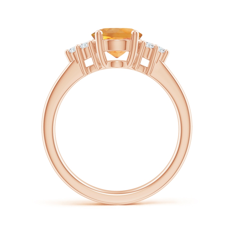 9x7mm AA Solitaire Oval Citrine Ring with Trio Diamond Accents in Rose Gold side 1