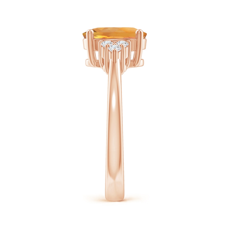 9x7mm AA Solitaire Oval Citrine Ring with Trio Diamond Accents in Rose Gold side 2