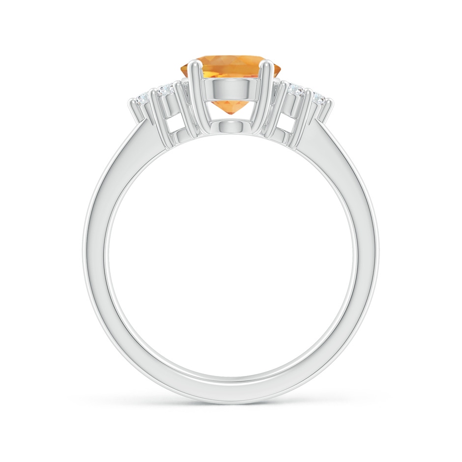 9x7mm AA Solitaire Oval Citrine Ring with Trio Diamond Accents in White Gold side 1