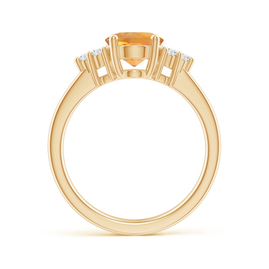 9x7mm AA Solitaire Oval Citrine Ring with Trio Diamond Accents in Yellow Gold side 1