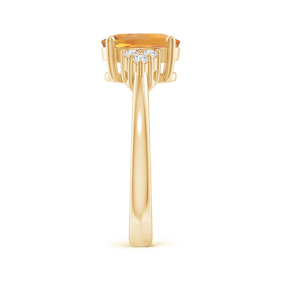 9x7mm AA Solitaire Oval Citrine Ring with Trio Diamond Accents in Yellow Gold side 2