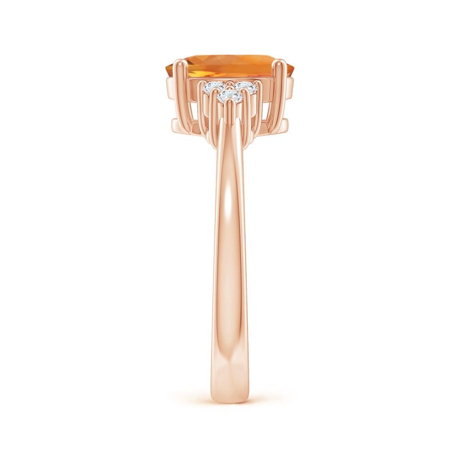 9x7mm AAA Solitaire Oval Citrine Ring with Trio Diamond Accents in Rose Gold side 2
