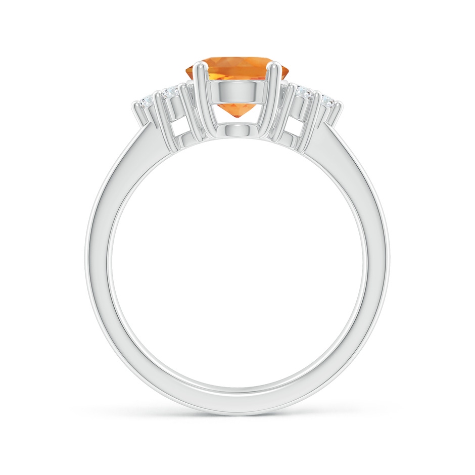 9x7mm AAA Solitaire Oval Citrine Ring with Trio Diamond Accents in White Gold side 1