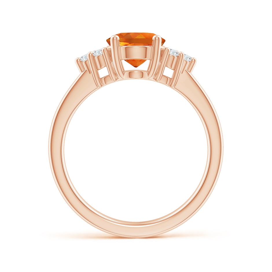 9x7mm AAAA Solitaire Oval Citrine Ring with Trio Diamond Accents in Rose Gold side 1
