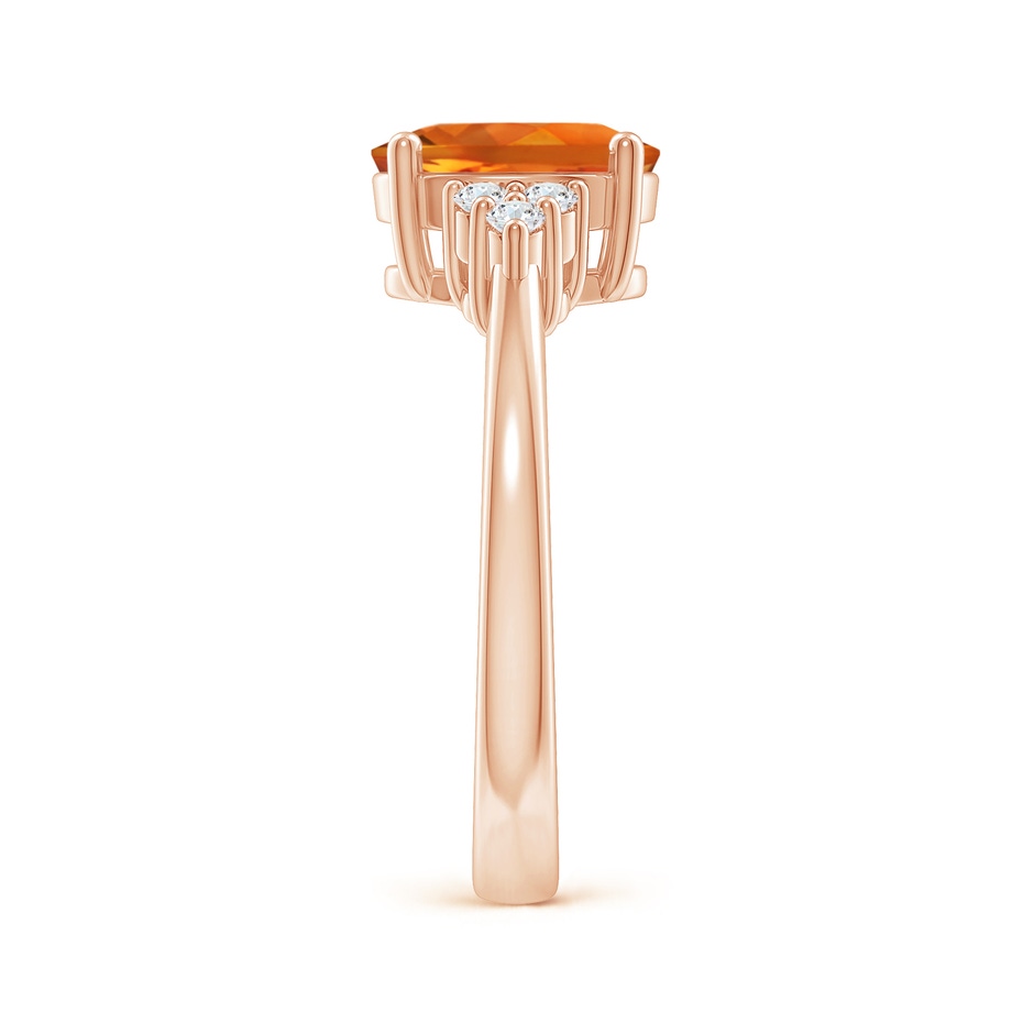9x7mm AAAA Solitaire Oval Citrine Ring with Trio Diamond Accents in Rose Gold side 2
