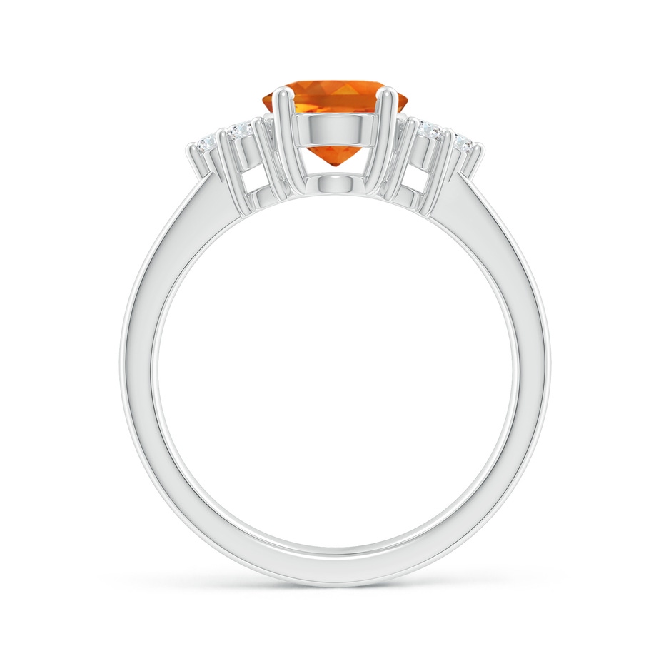 9x7mm AAAA Solitaire Oval Citrine Ring with Trio Diamond Accents in White Gold side 1
