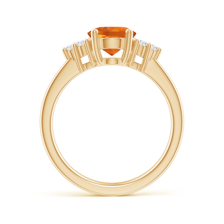 9x7mm AAAA Solitaire Oval Citrine Ring with Trio Diamond Accents in Yellow Gold side 1