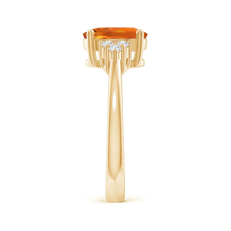 9x7mm AAAA Solitaire Oval Citrine Ring with Trio Diamond Accents in Yellow Gold side 2