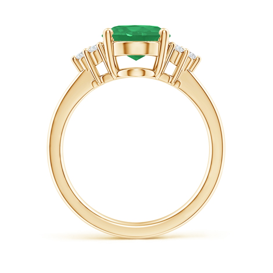 10x8mm A Solitaire Oval Emerald Ring with Trio Diamond Accents in Yellow Gold side 199