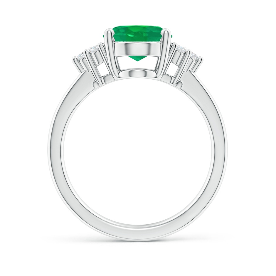 10x8mm AA Solitaire Oval Emerald Ring with Trio Diamond Accents in P950 Platinum side 199