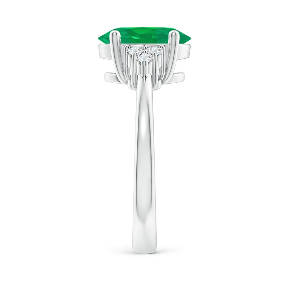 10x8mm AA Solitaire Oval Emerald Ring with Trio Diamond Accents in P950 Platinum side 299