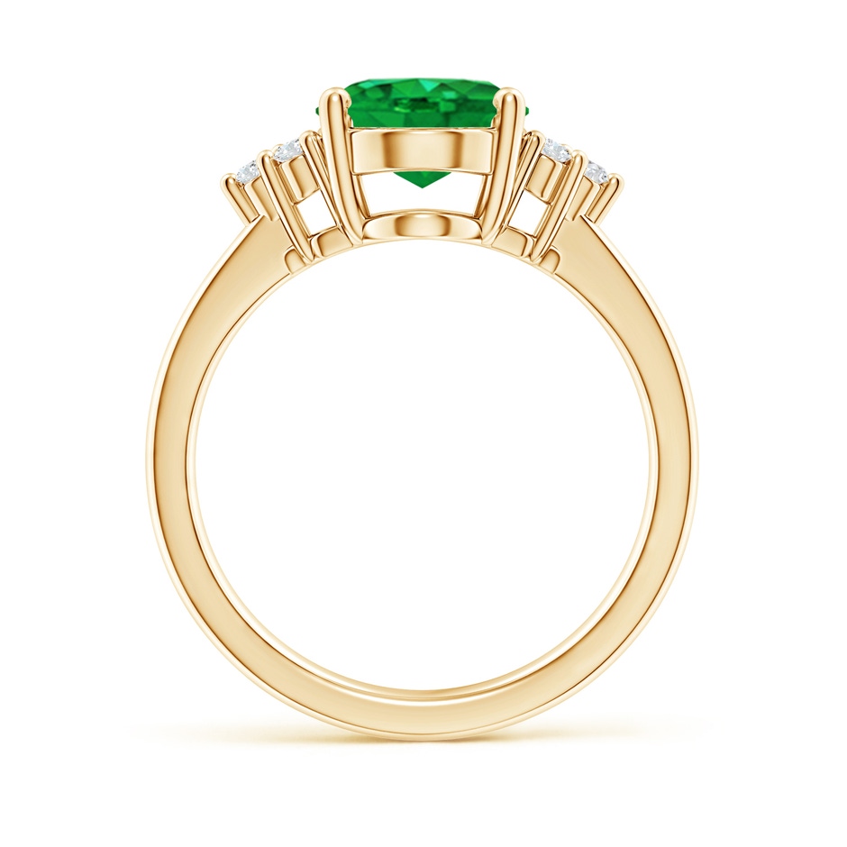 10x8mm AAA Solitaire Oval Emerald Ring with Trio Diamond Accents in Yellow Gold side 199