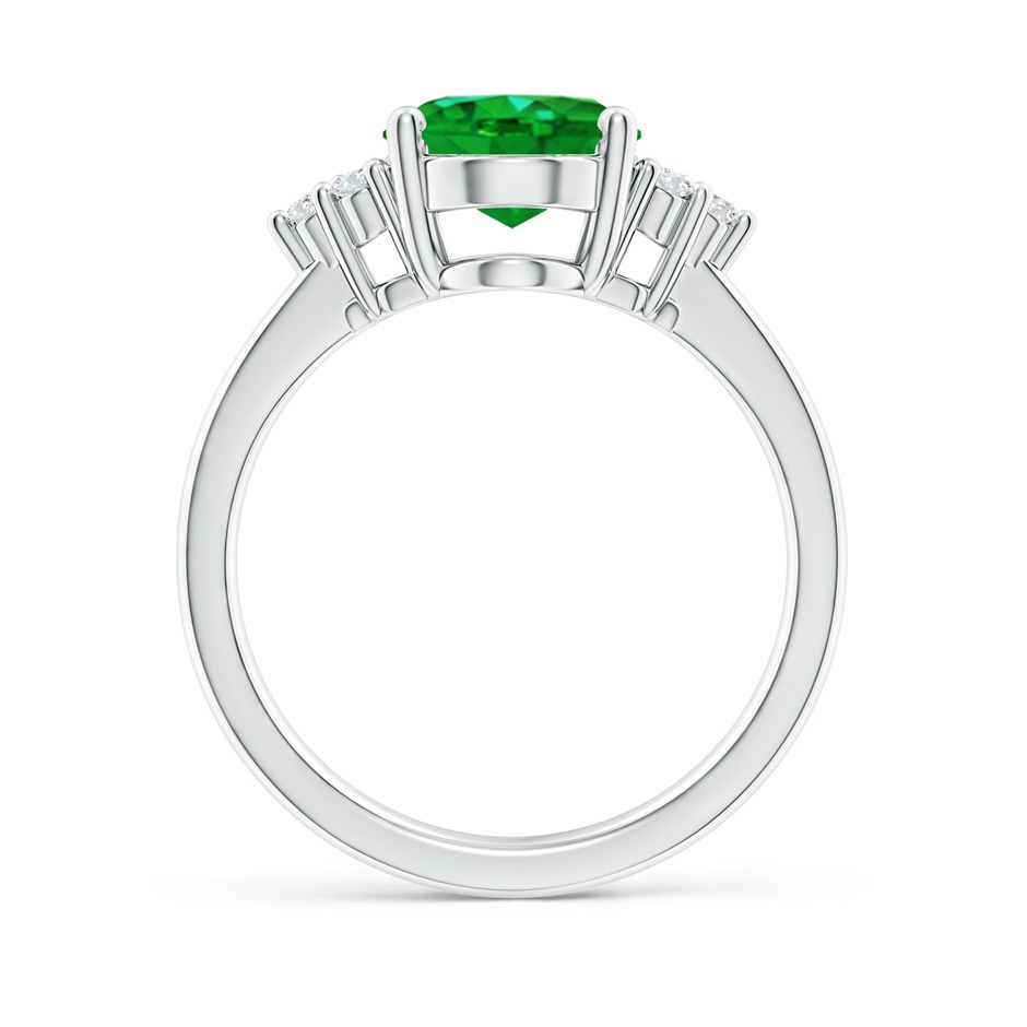 10x8mm AAAA Solitaire Oval Emerald Ring with Trio Diamond Accents in P950 Platinum side 199