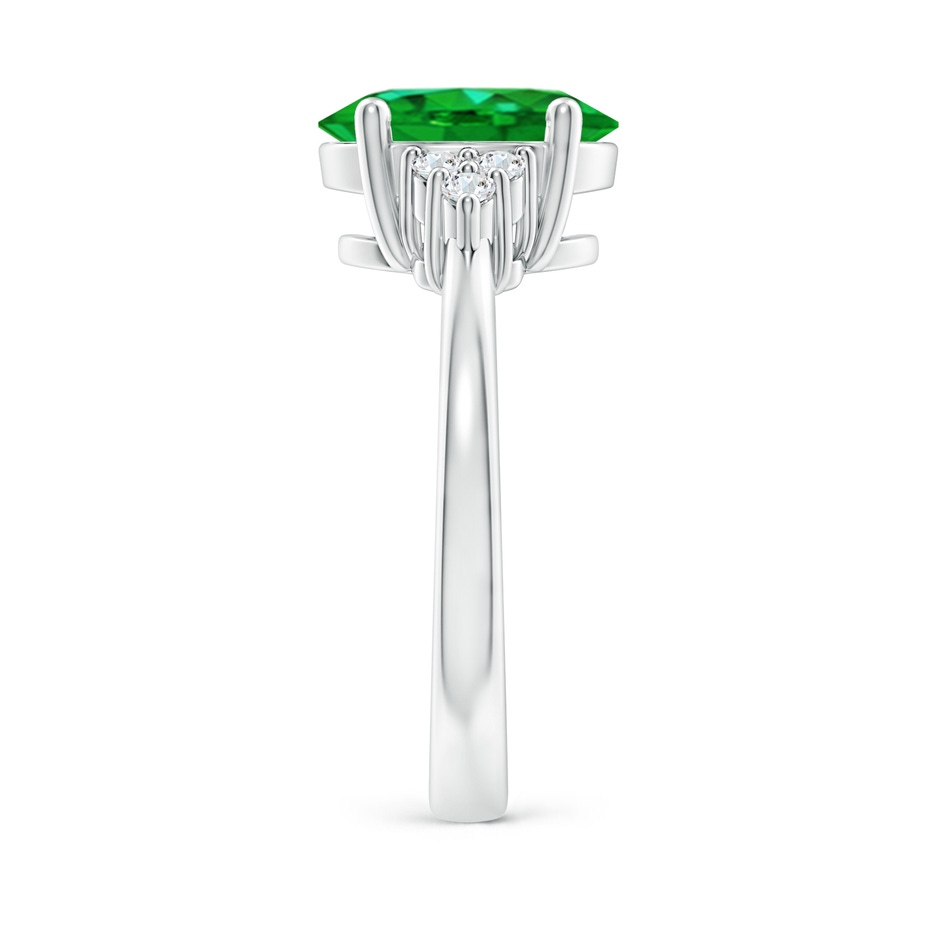 10x8mm AAAA Solitaire Oval Emerald Ring with Trio Diamond Accents in P950 Platinum side 299