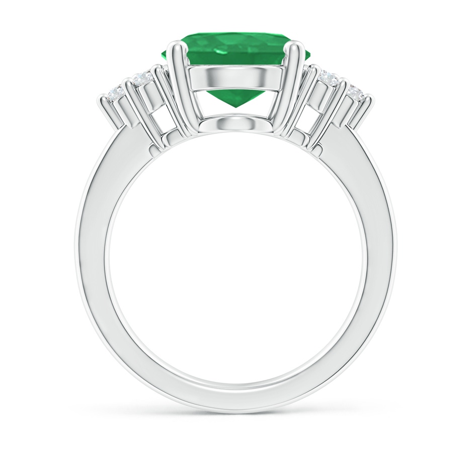 12x10mm A Solitaire Oval Emerald Ring with Trio Diamond Accents in P950 Platinum side 199