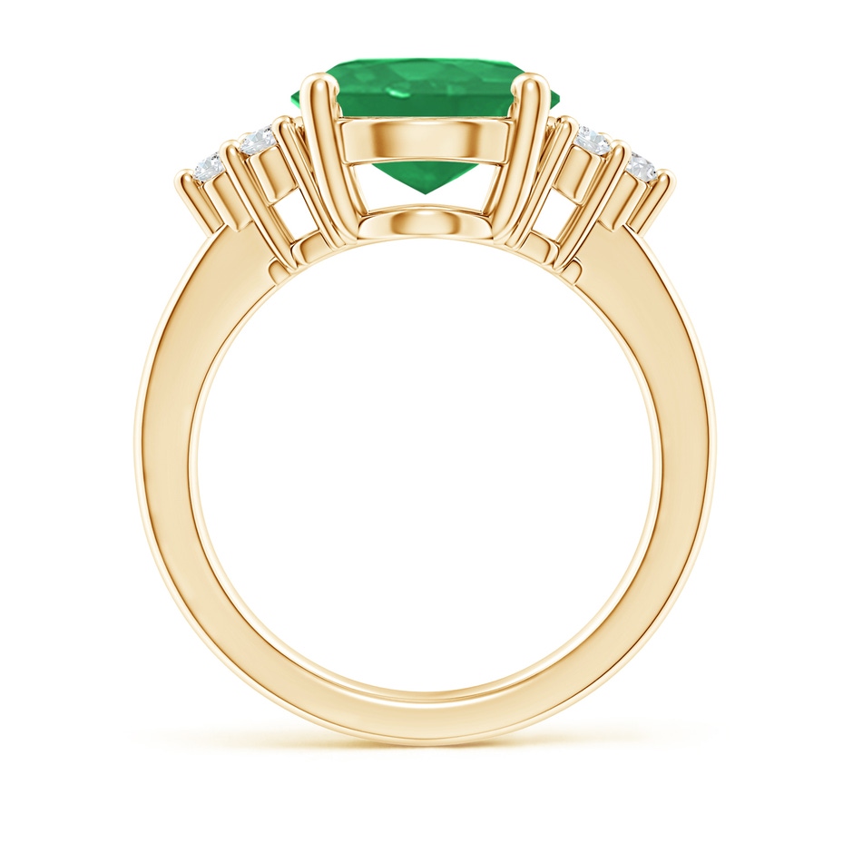 12x10mm A Solitaire Oval Emerald Ring with Trio Diamond Accents in Yellow Gold side 199