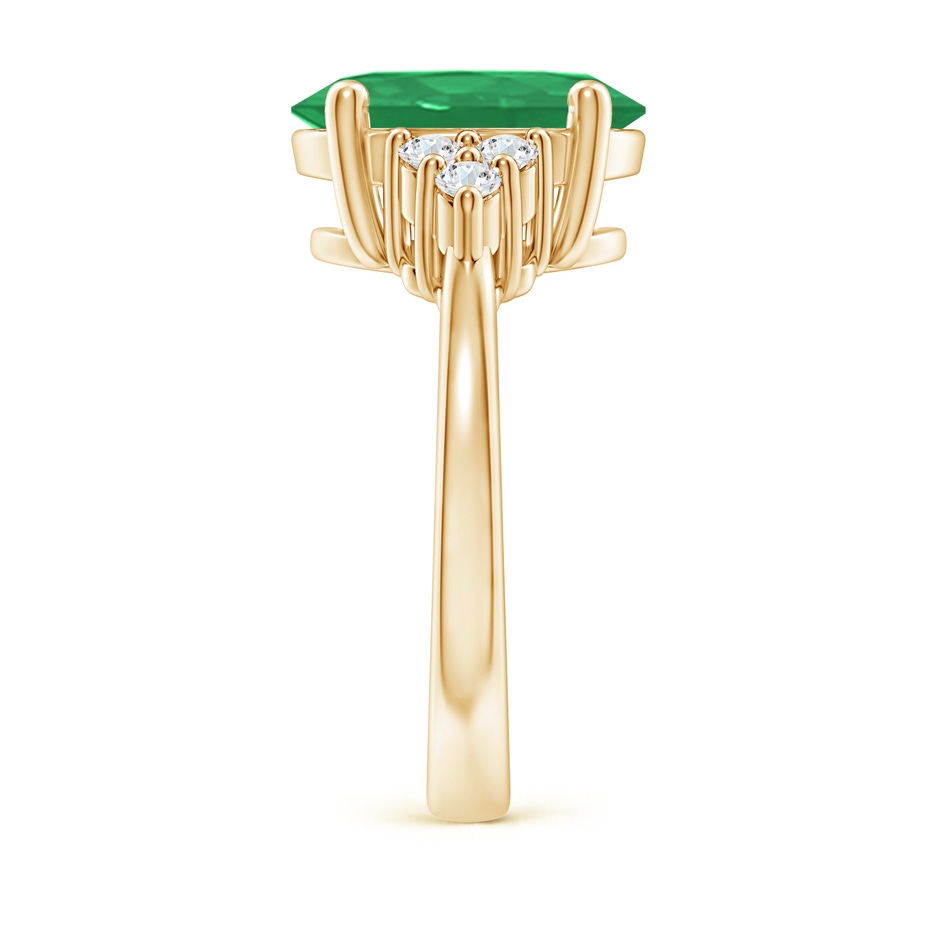 12x10mm A Solitaire Oval Emerald Ring with Trio Diamond Accents in Yellow Gold side 299