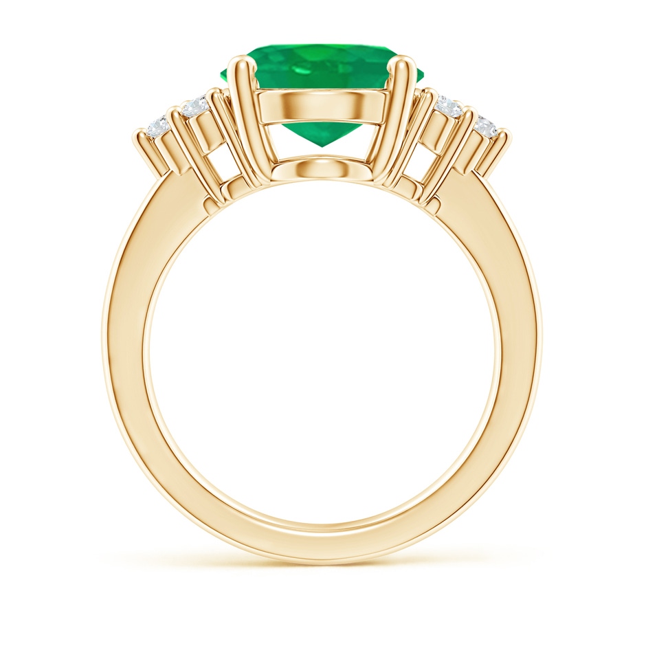 12x10mm AA Solitaire Oval Emerald Ring with Trio Diamond Accents in Yellow Gold side 199