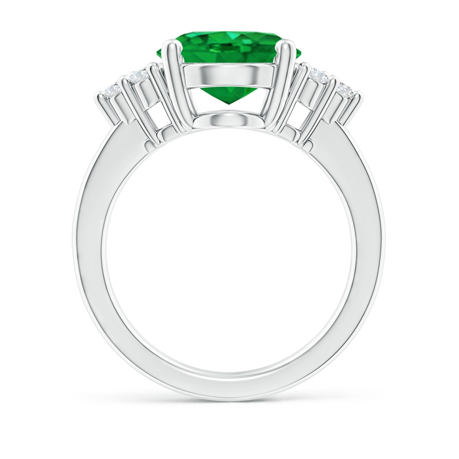 12x10mm AAA Solitaire Oval Emerald Ring with Trio Diamond Accents in White Gold side 199