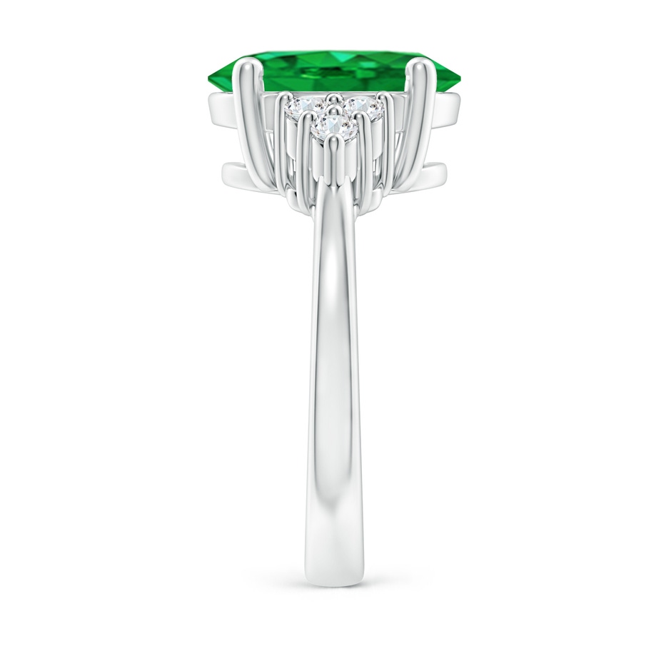 12x10mm AAA Solitaire Oval Emerald Ring with Trio Diamond Accents in White Gold side 299