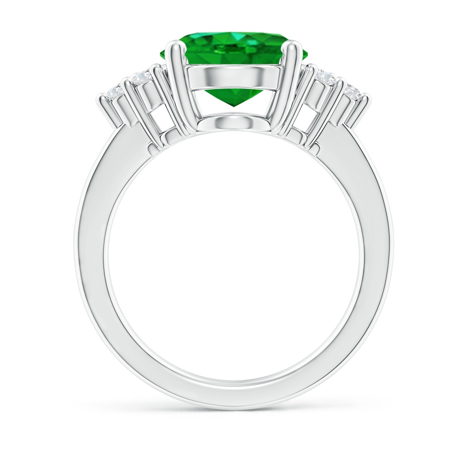 12x10mm AAAA Solitaire Oval Emerald Ring with Trio Diamond Accents in White Gold side 199
