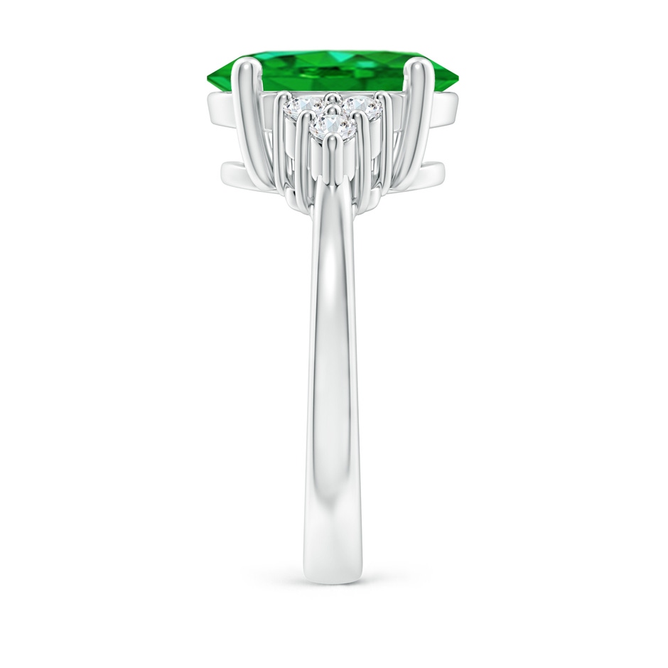 12x10mm AAAA Solitaire Oval Emerald Ring with Trio Diamond Accents in White Gold side 299
