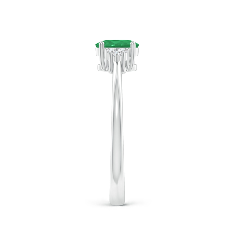 6x4mm A Solitaire Oval Emerald Ring with Trio Diamond Accents in P950 Platinum side 299