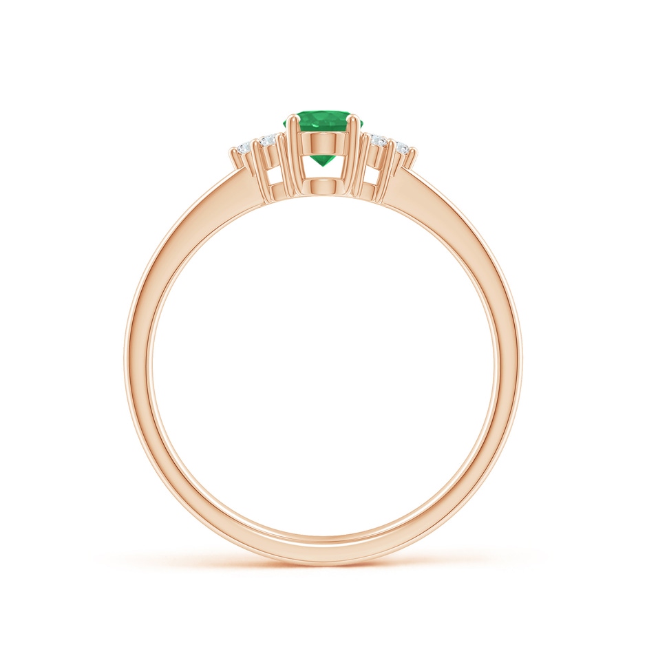 6x4mm A Solitaire Oval Emerald Ring with Trio Diamond Accents in Rose Gold side 199