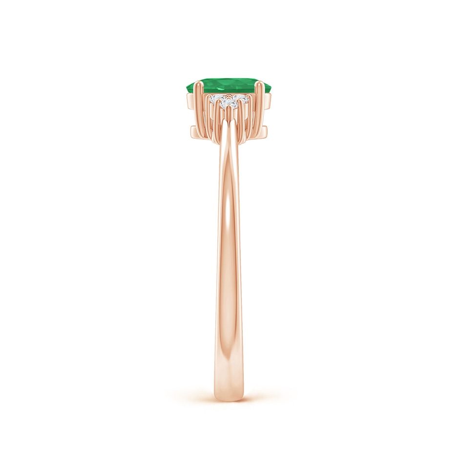 6x4mm A Solitaire Oval Emerald Ring with Trio Diamond Accents in Rose Gold side 299