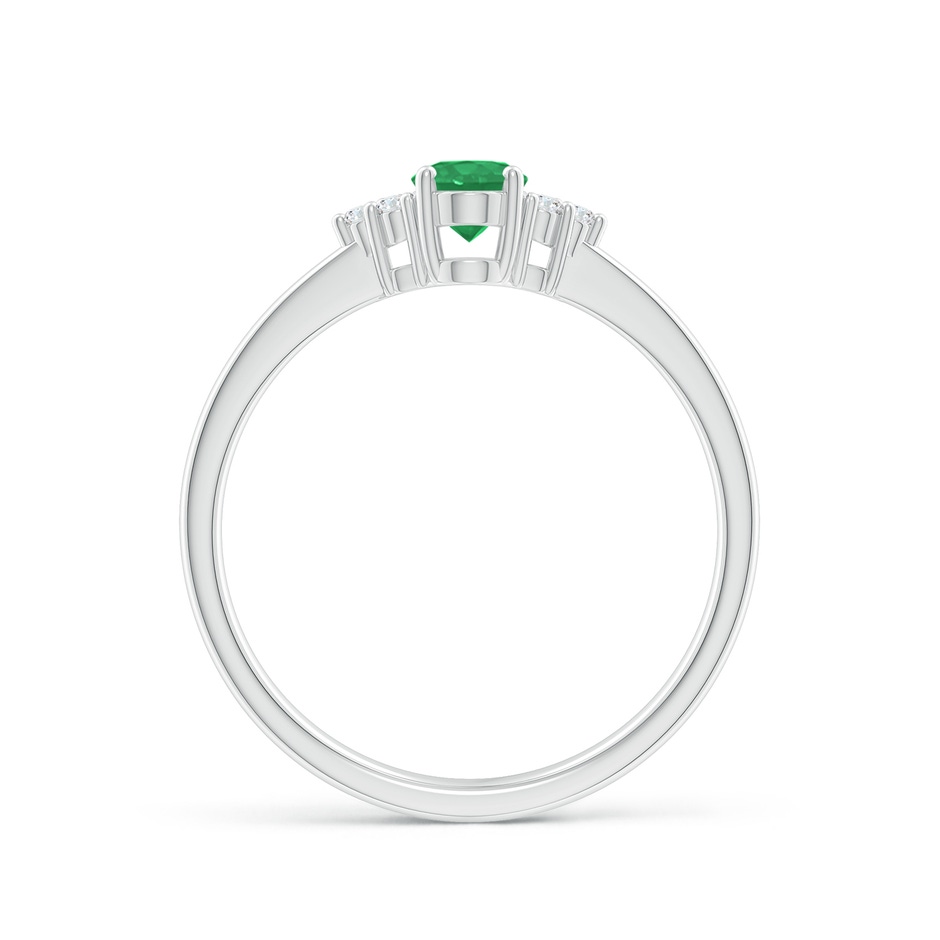 6x4mm A Solitaire Oval Emerald Ring with Trio Diamond Accents in White Gold side 199