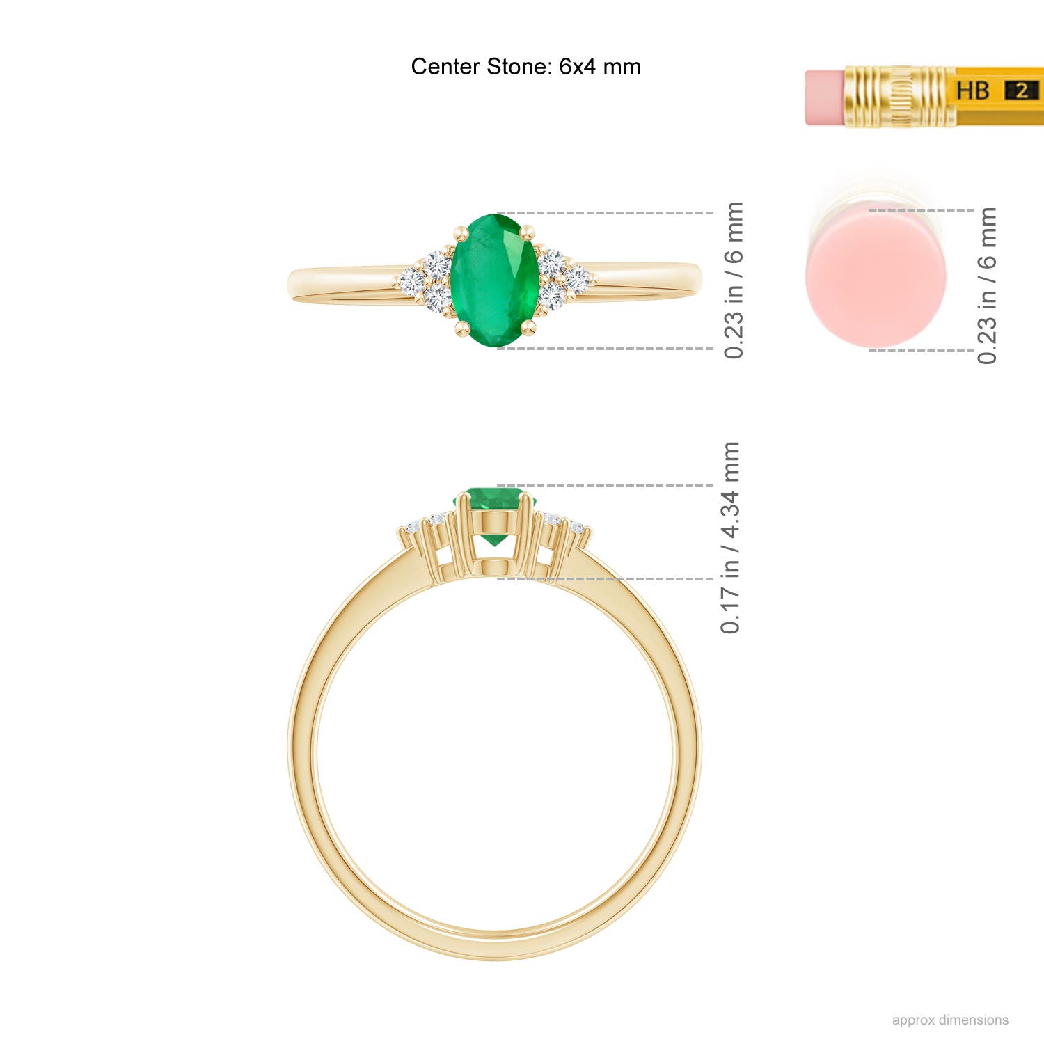 A - Emerald / 0.46 CT / 14 KT Yellow Gold