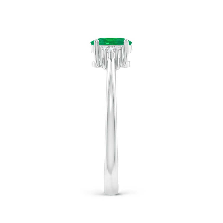 6x4mm AA Solitaire Oval Emerald Ring with Trio Diamond Accents in P950 Platinum side 299