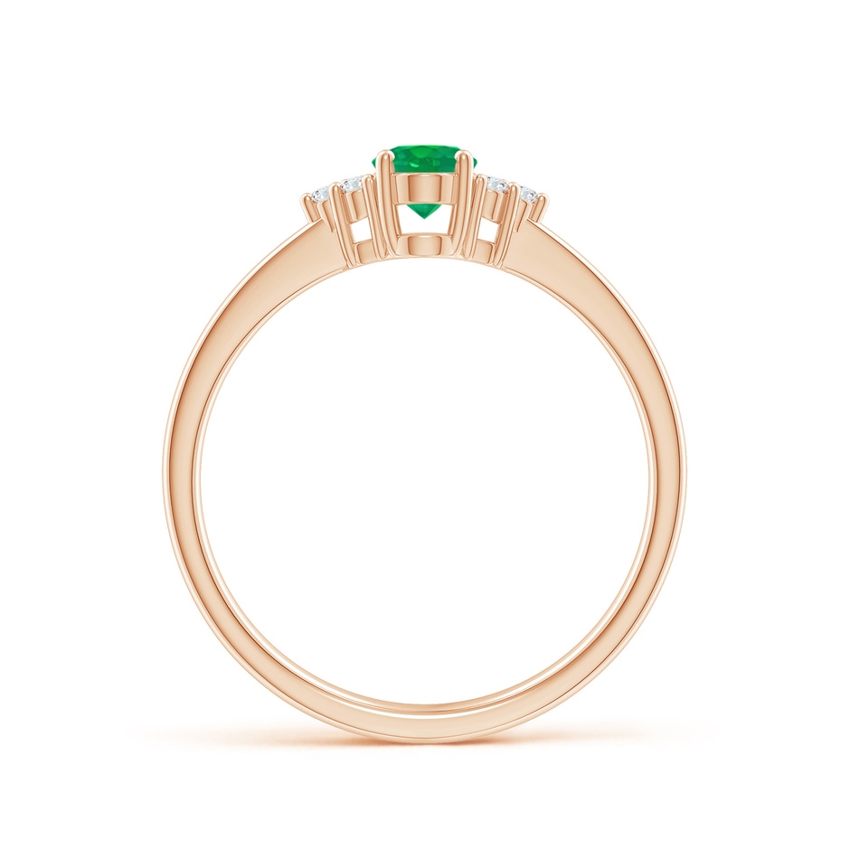 6x4mm AA Solitaire Oval Emerald Ring with Trio Diamond Accents in Rose Gold side 199