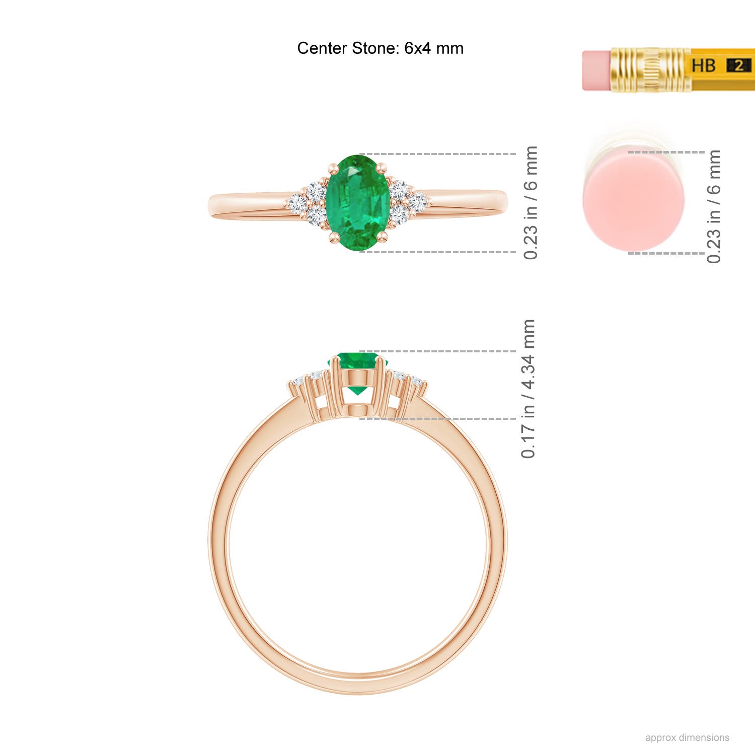 AA - Emerald / 0.46 CT / 14 KT Rose Gold