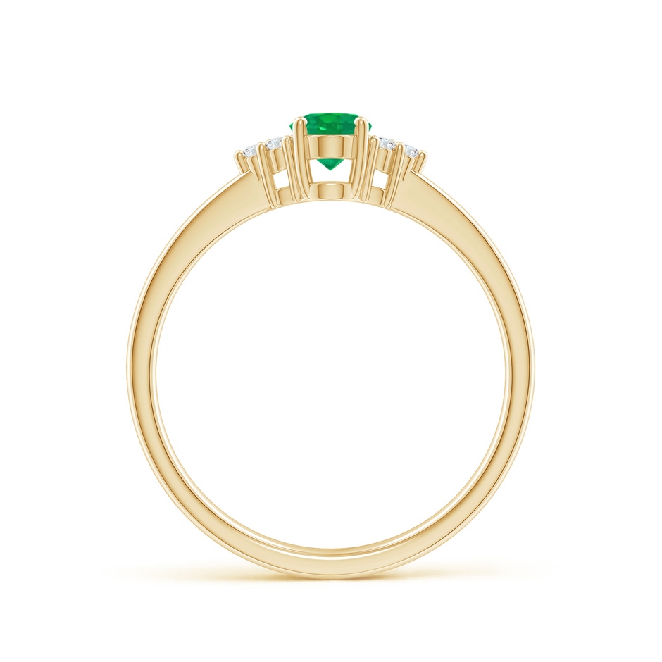 6x4mm AA Solitaire Oval Emerald Ring with Trio Diamond Accents in Yellow Gold side 199