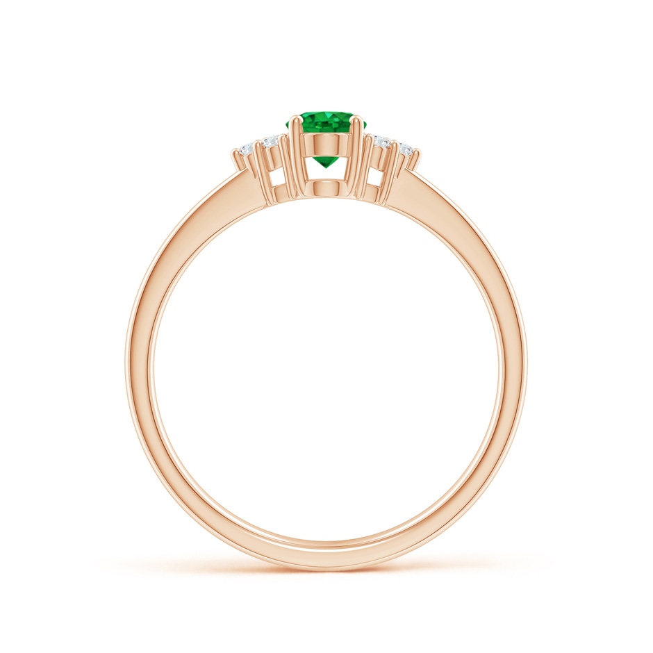 6x4mm AAA Solitaire Oval Emerald Ring with Trio Diamond Accents in Rose Gold side 199