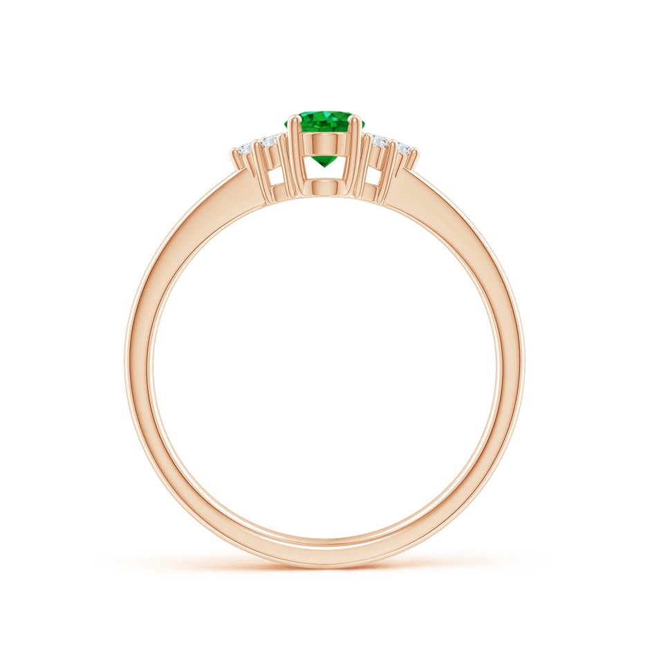 6x4mm AAAA Solitaire Oval Emerald Ring with Trio Diamond Accents in Rose Gold side 199