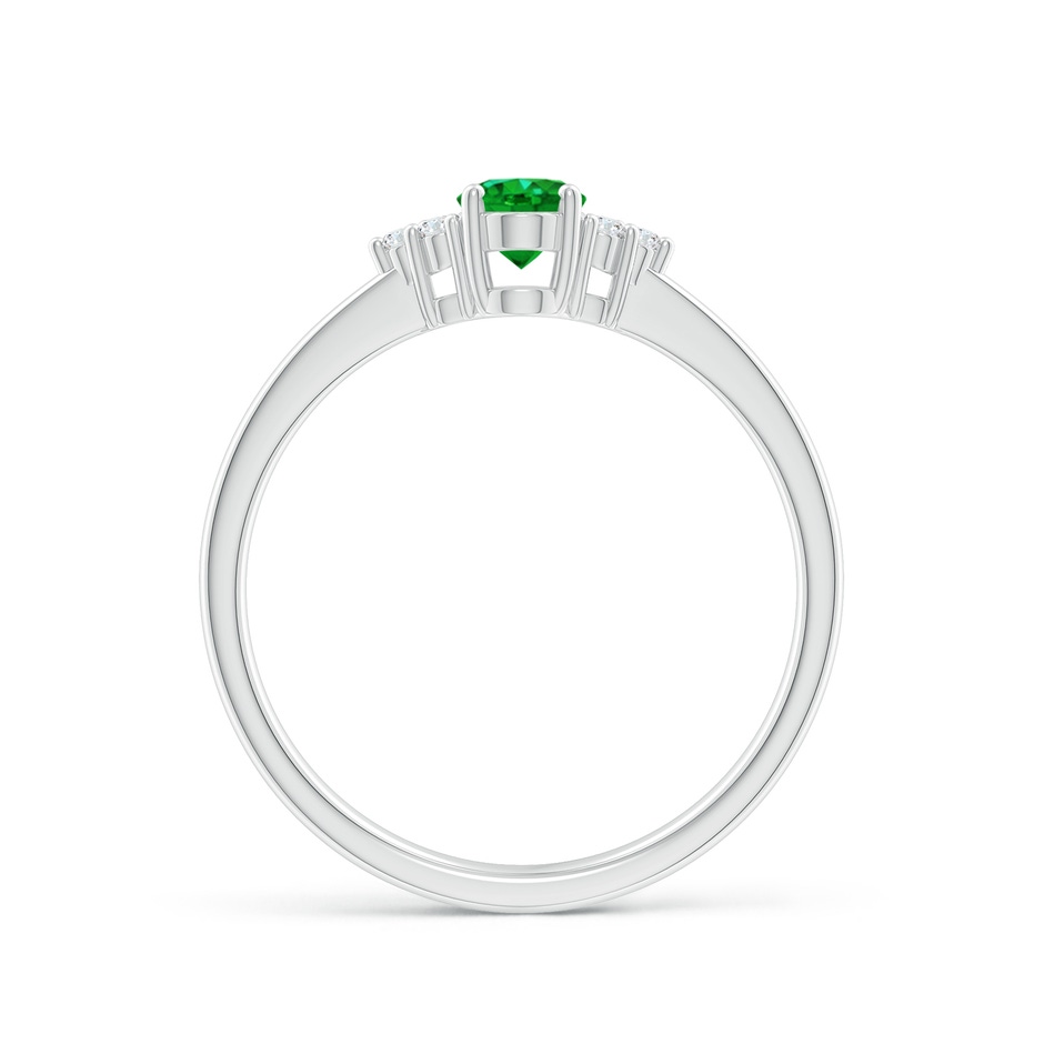 6x4mm AAAA Solitaire Oval Emerald Ring with Trio Diamond Accents in White Gold side 199