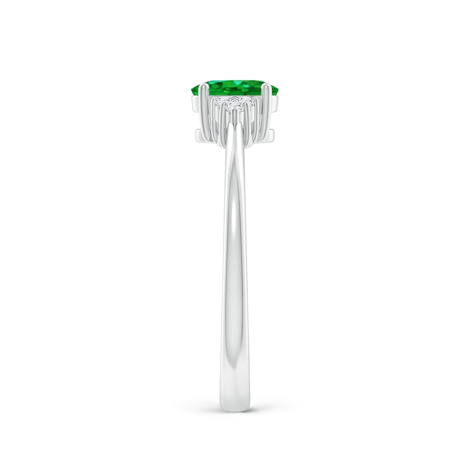 6x4mm AAAA Solitaire Oval Emerald Ring with Trio Diamond Accents in White Gold side 299