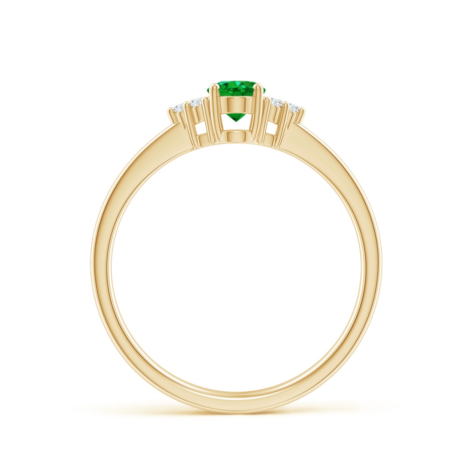 6x4mm AAAA Solitaire Oval Emerald Ring with Trio Diamond Accents in Yellow Gold side 199