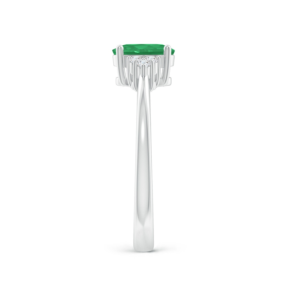 7x5mm A Solitaire Oval Emerald Ring with Trio Diamond Accents in P950 Platinum side 299