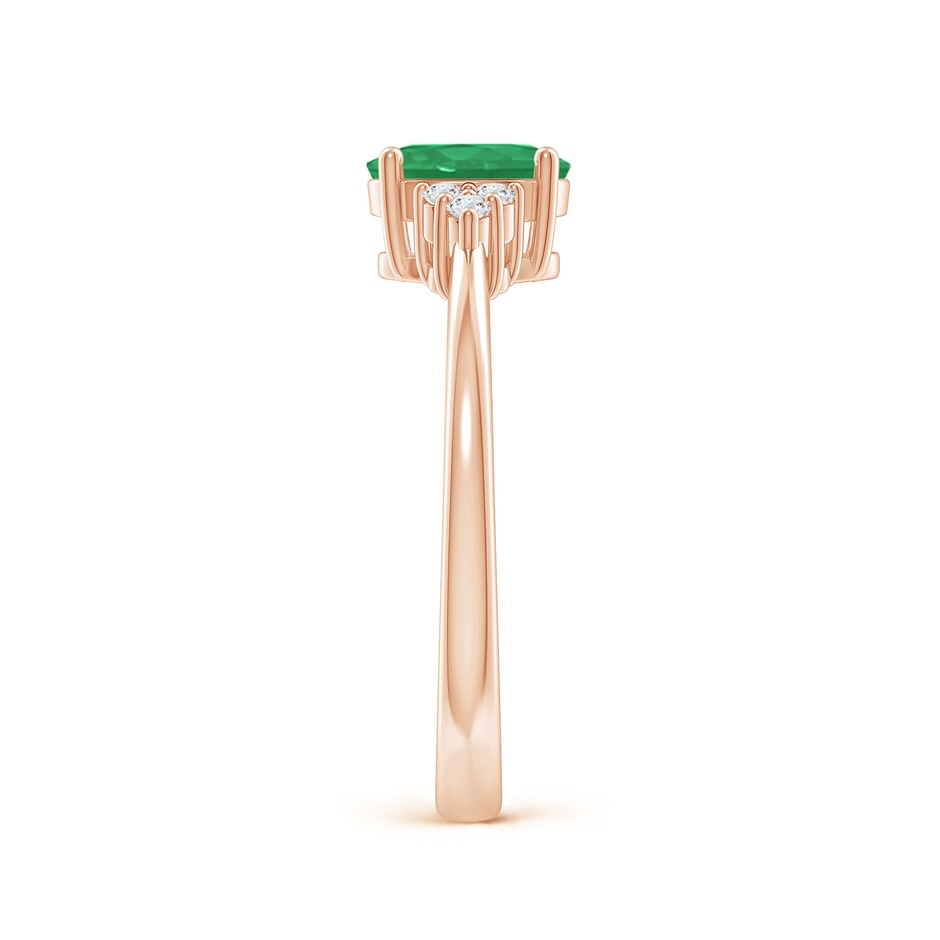 7x5mm A Solitaire Oval Emerald Ring with Trio Diamond Accents in Rose Gold side 299
