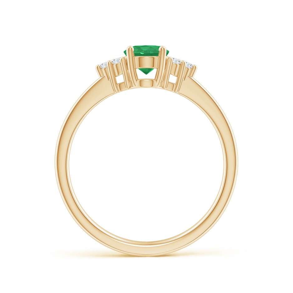 7x5mm A Solitaire Oval Emerald Ring with Trio Diamond Accents in Yellow Gold side 199