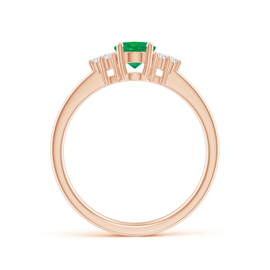 7x5mm AA Solitaire Oval Emerald Ring with Trio Diamond Accents in Rose Gold side 199