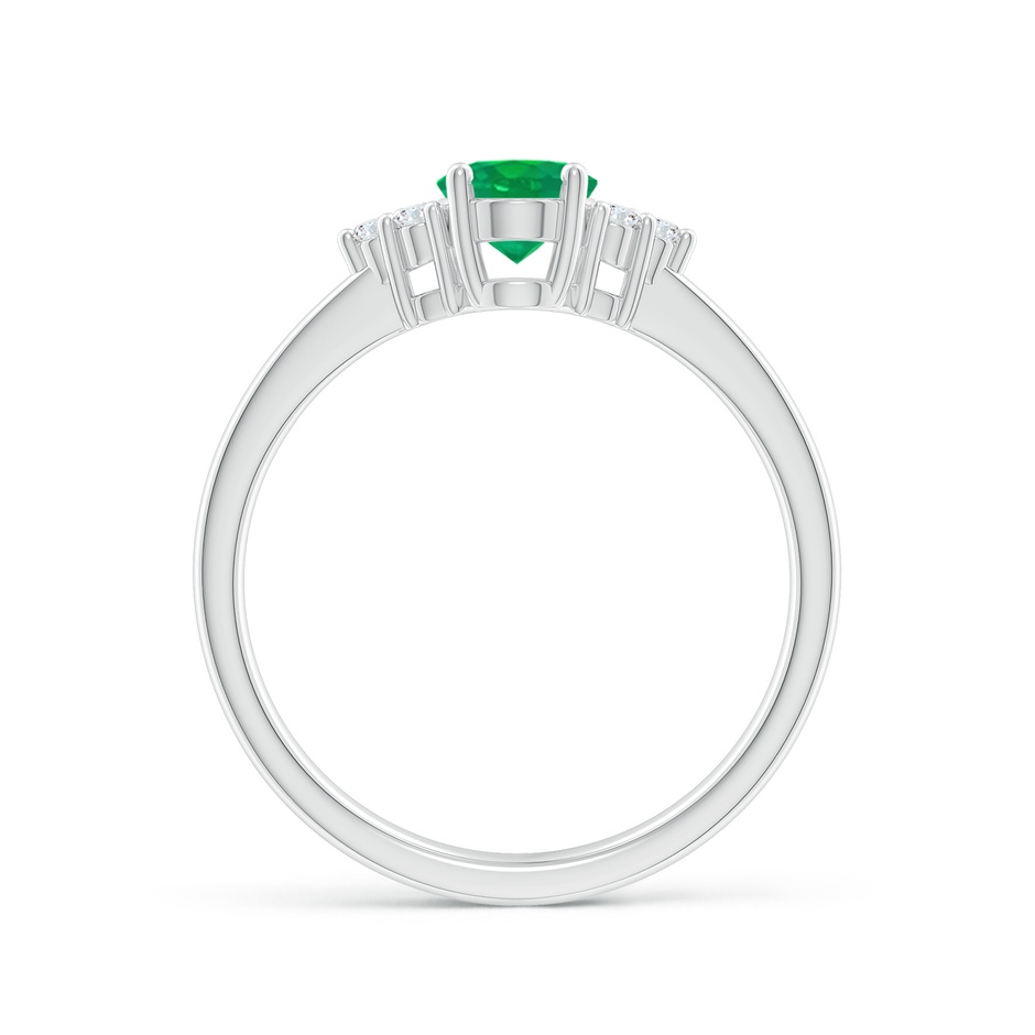 7x5mm AA Solitaire Oval Emerald Ring with Trio Diamond Accents in White Gold side 199