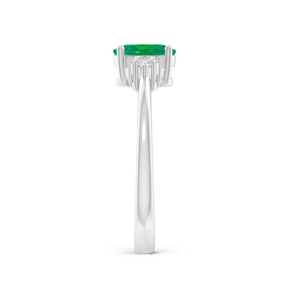 7x5mm AA Solitaire Oval Emerald Ring with Trio Diamond Accents in White Gold side 299