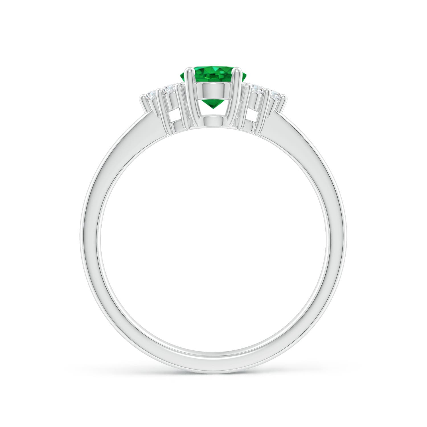 7x5mm AAA Solitaire Oval Emerald Ring with Trio Diamond Accents in P950 Platinum