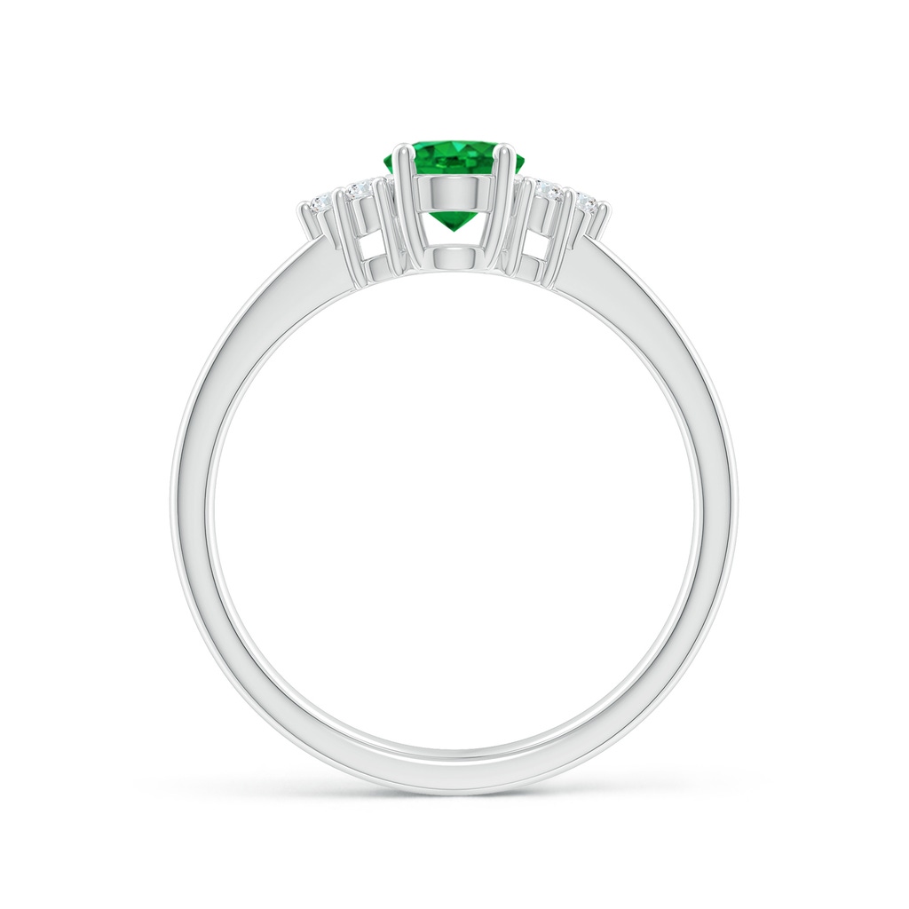 7x5mm AAA Solitaire Oval Emerald Ring with Trio Diamond Accents in P950 Platinum Side 199