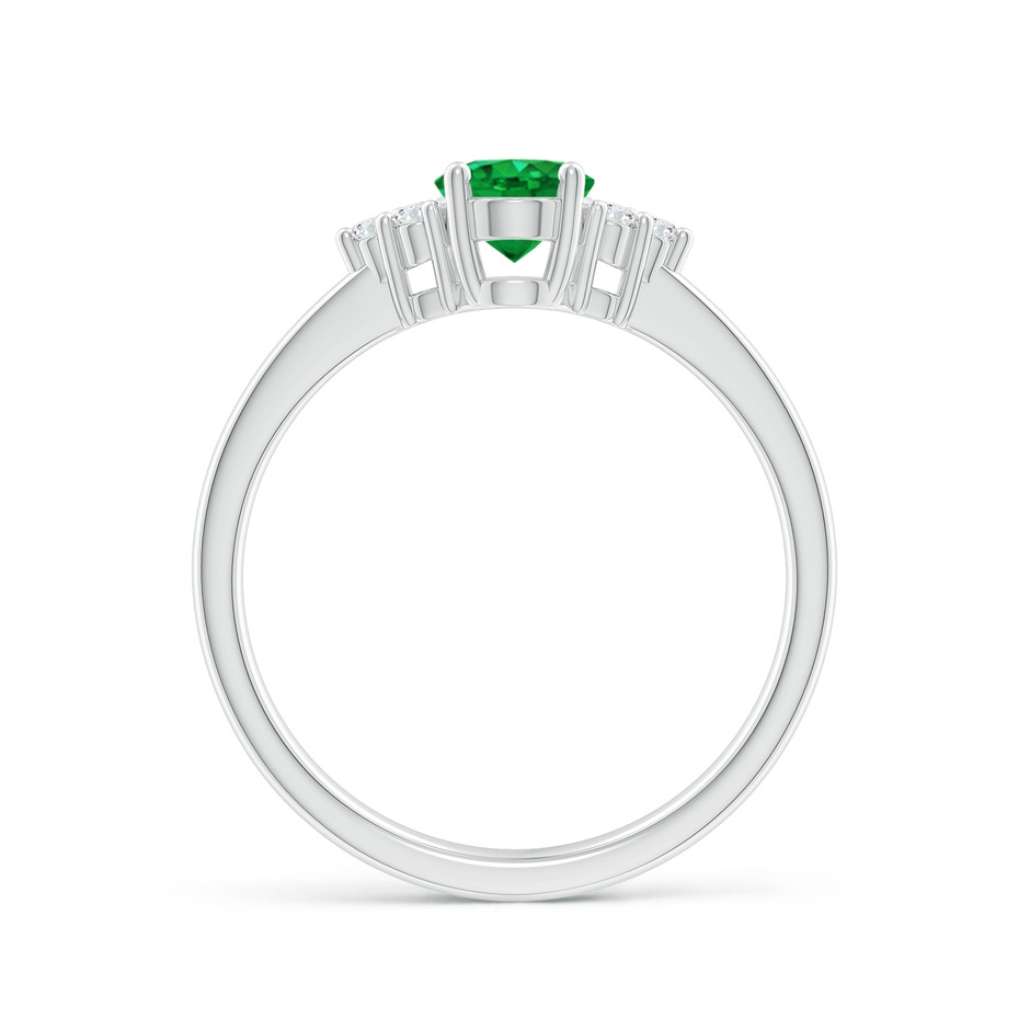 7x5mm AAA Solitaire Oval Emerald Ring with Trio Diamond Accents in White Gold side 199