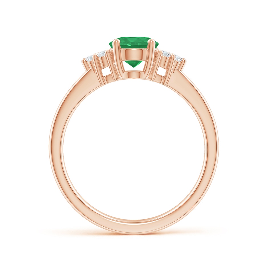 8x6mm A Solitaire Oval Emerald Ring with Trio Diamond Accents in Rose Gold side 199